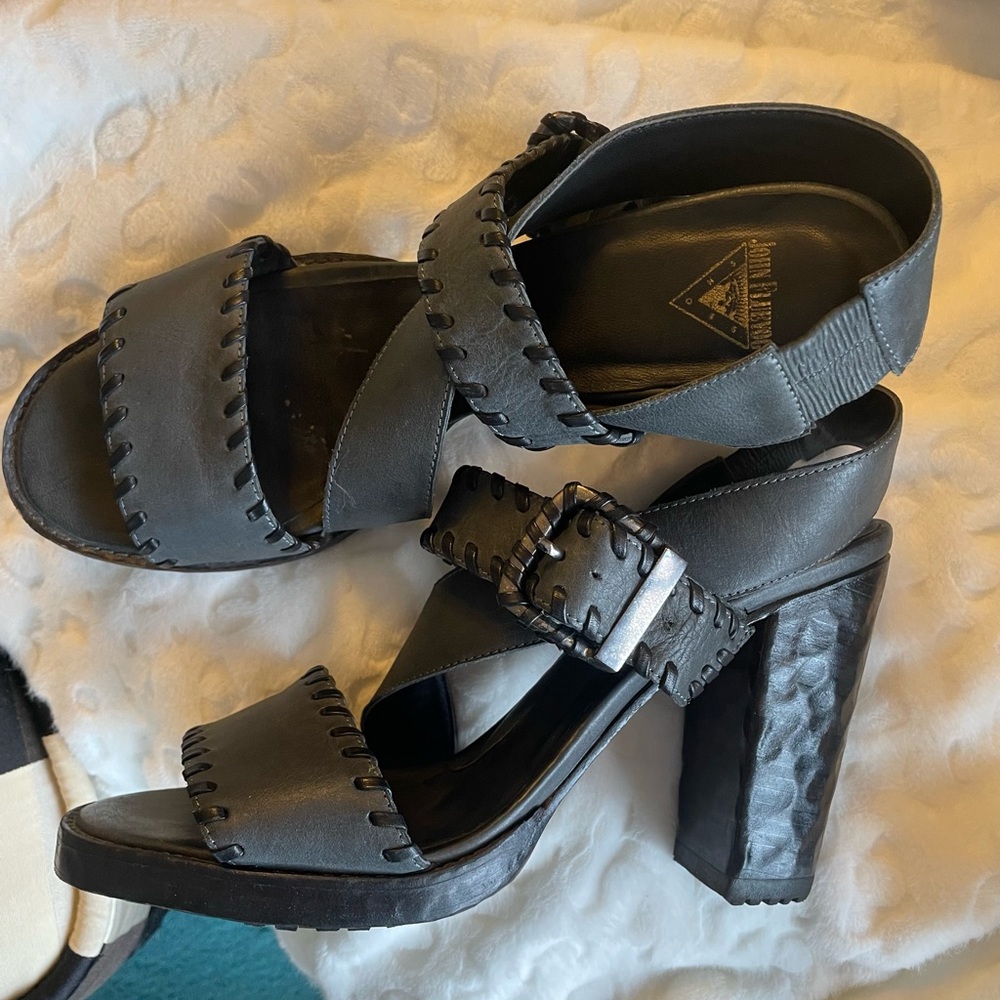 John Fluevog Leather Sandal Heels